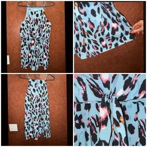 She+Sky Blue Leopard Print Romper